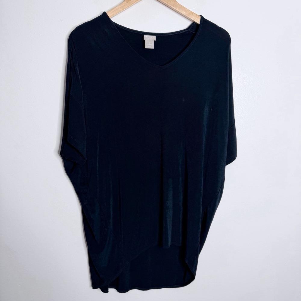 Chico's Travelers Navy V-Neck Dolman Short‎ Sleeves Tunic 8/10 Chicos 1 Vacation